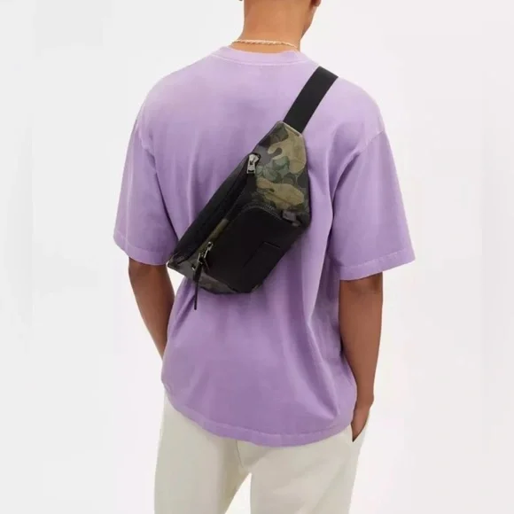 COACH Belt Bag In Signature Canvas Camo Print black Leather/Green Multi … - Picture 4 of 12